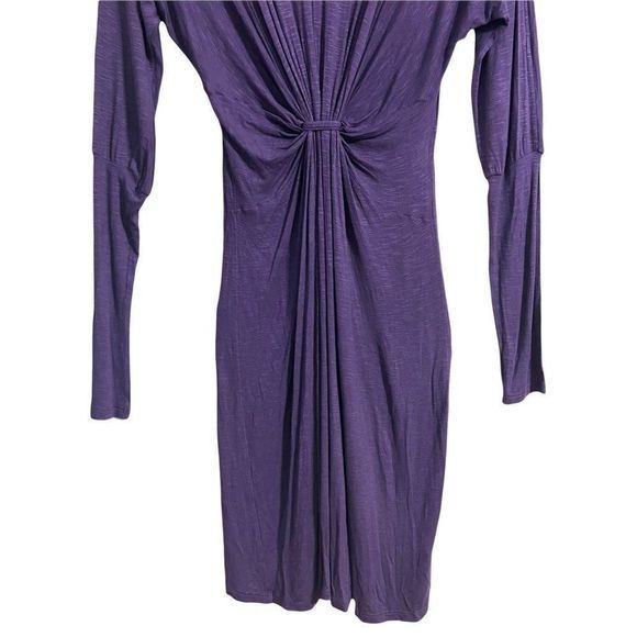Intimissimi Dolman Dress Sz M Bodycon Front Gathered Detail V-Neck Purple‎ - Picture 3 of 8